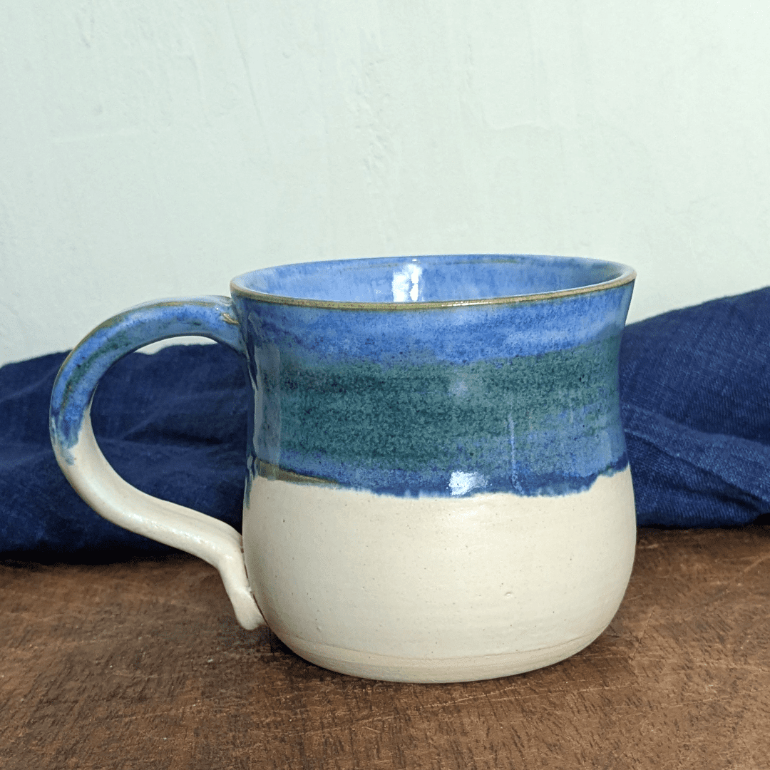 Curvy Blue Mug #2 with Hot Chocolate