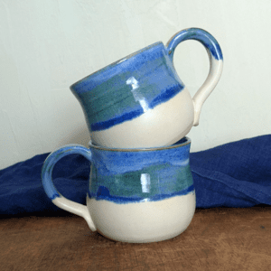 Curvy Blue Mug with Hot Chocolate