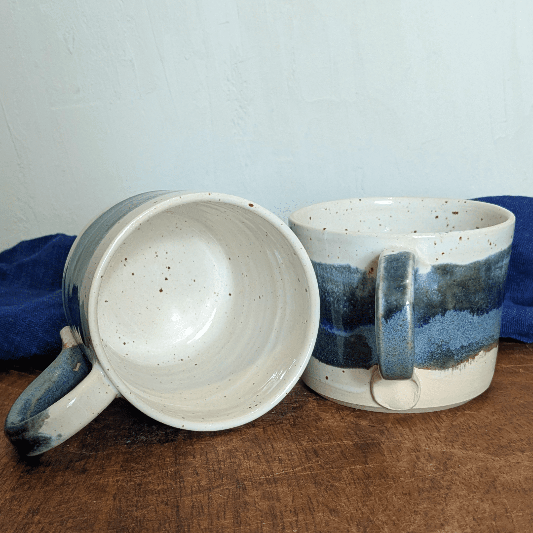 Blue Grey Speckle Mug with Hot Chocolate