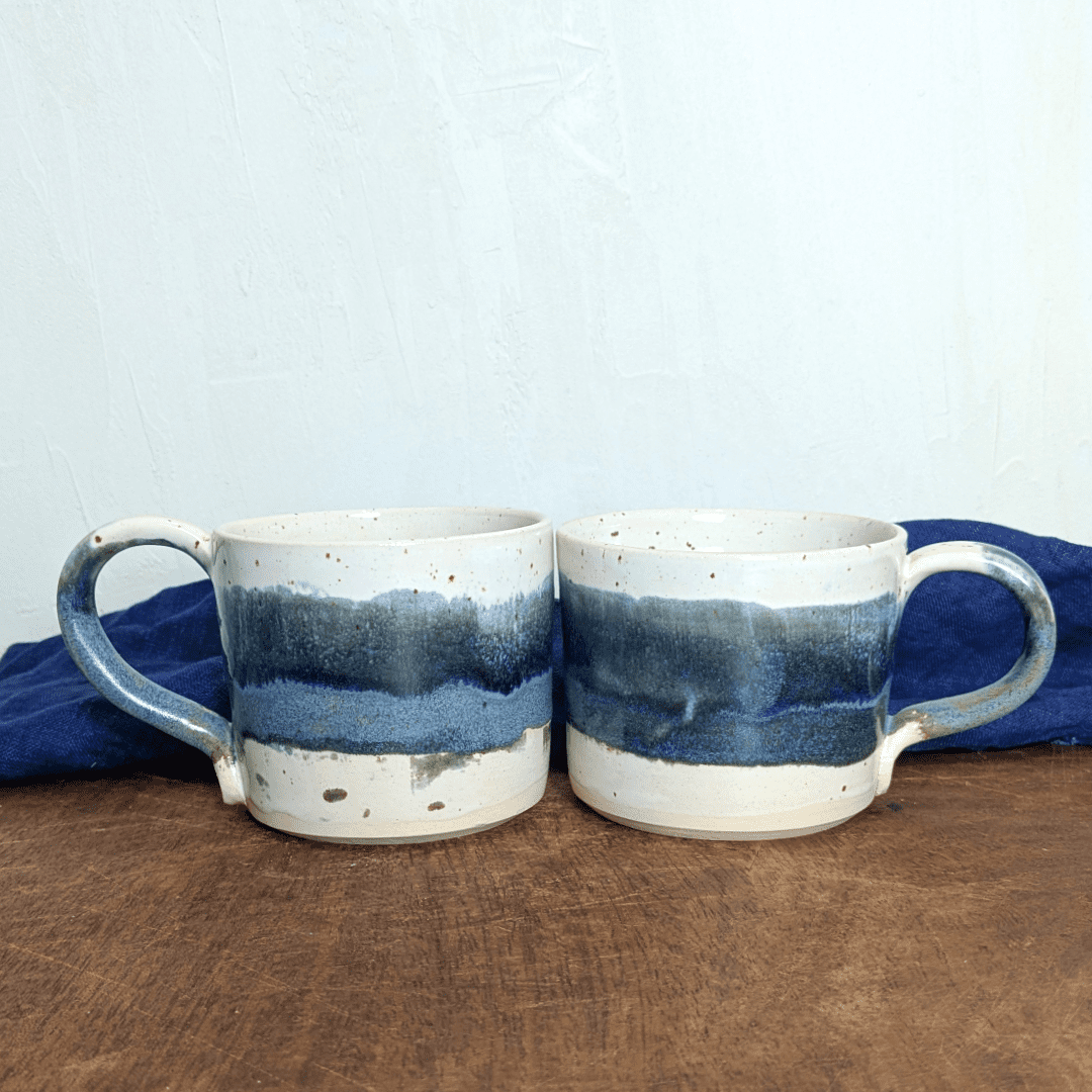 Blue Grey Speckle Mug with Hot Chocolate