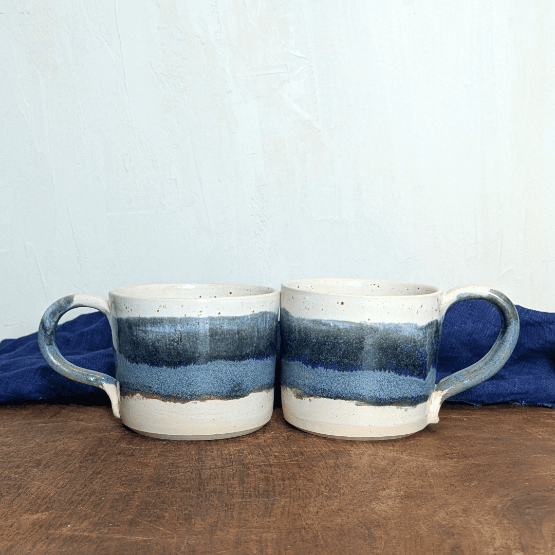 Blue Grey Speckle Mug with Hot Chocolate