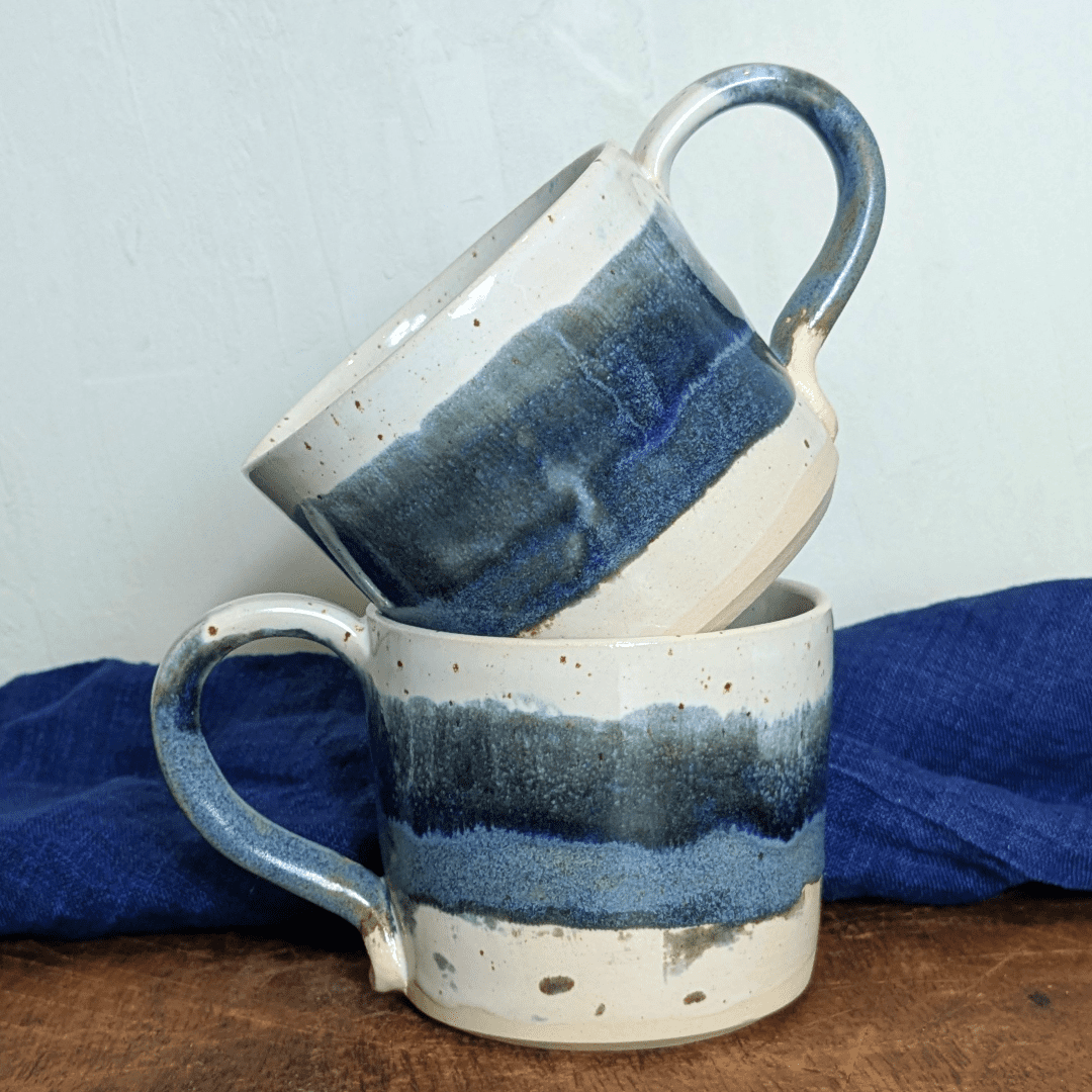 Blue Grey Speckle Mug with Hot Chocolate
