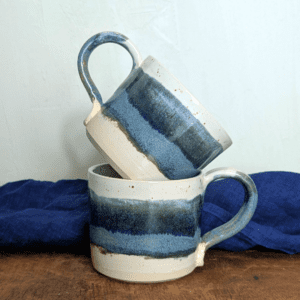 Blue Grey Speckle Mug with Hot Chocolate