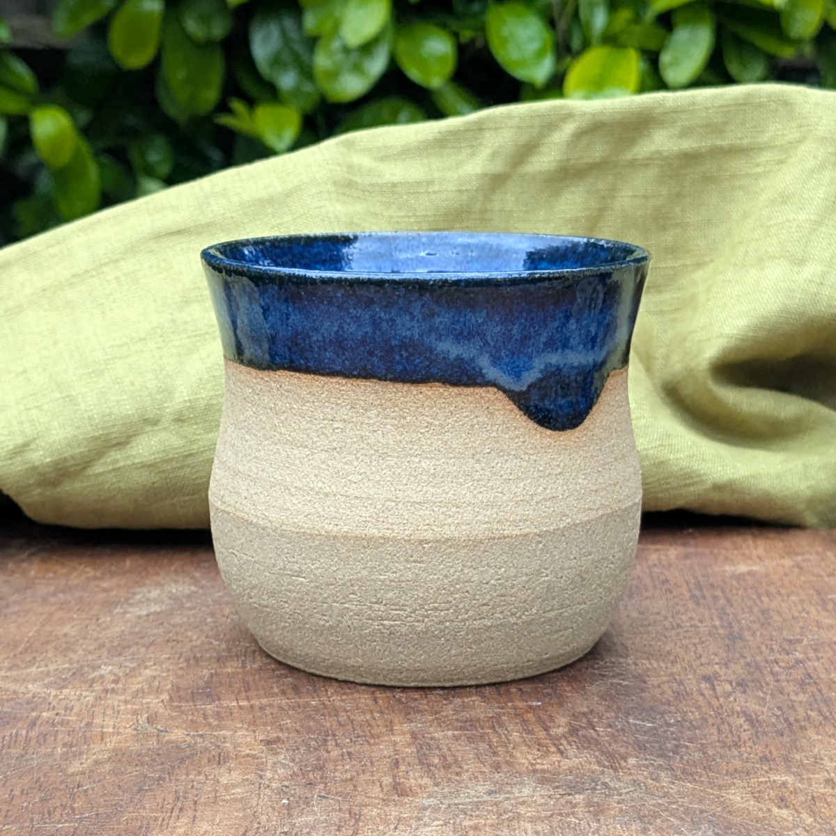 Curvy Blue Mug with Hot Chocolate